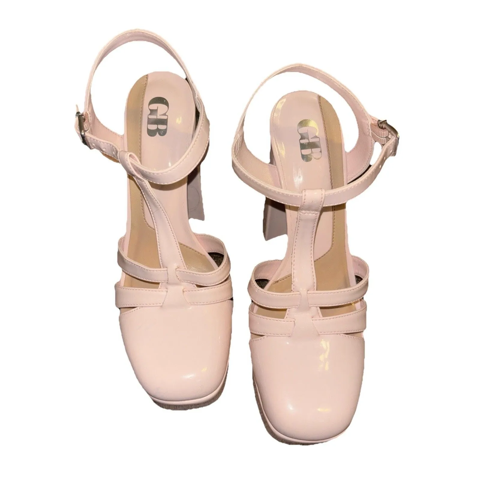 Gianni Bini Patent Platform Mary Janes Nude Pink Size 8 - Image 3