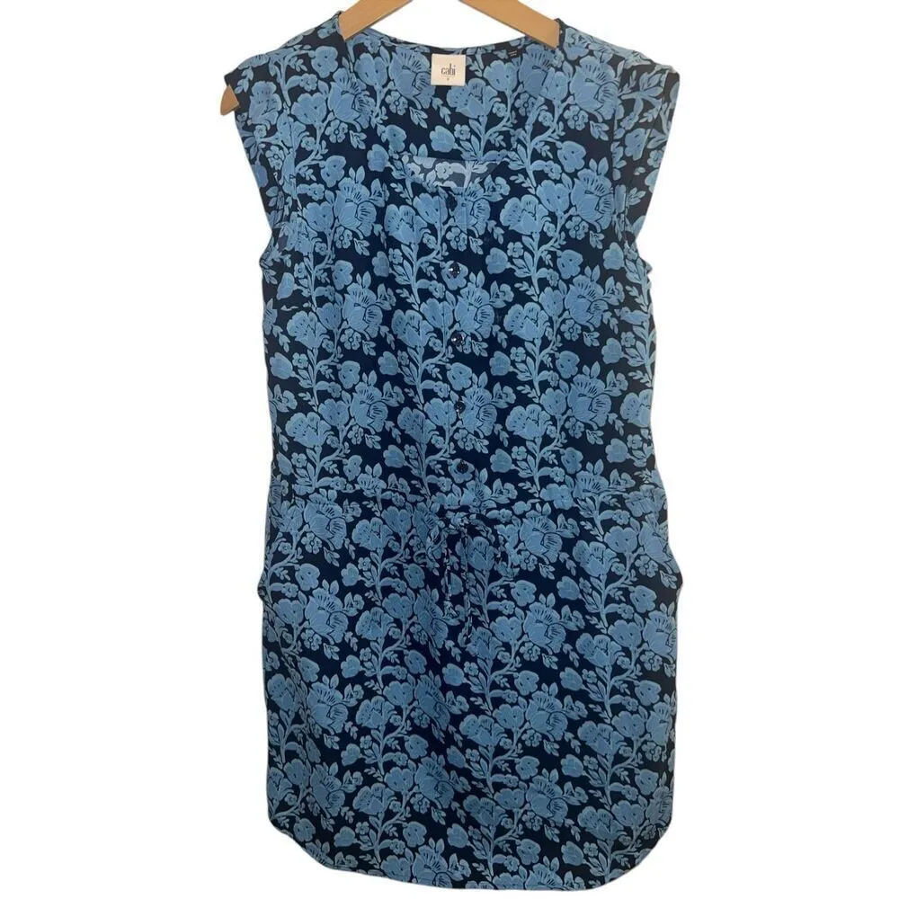 ✨Cabi Java Sz Small Dress Drawstring Blue Floral✨ - Image 4