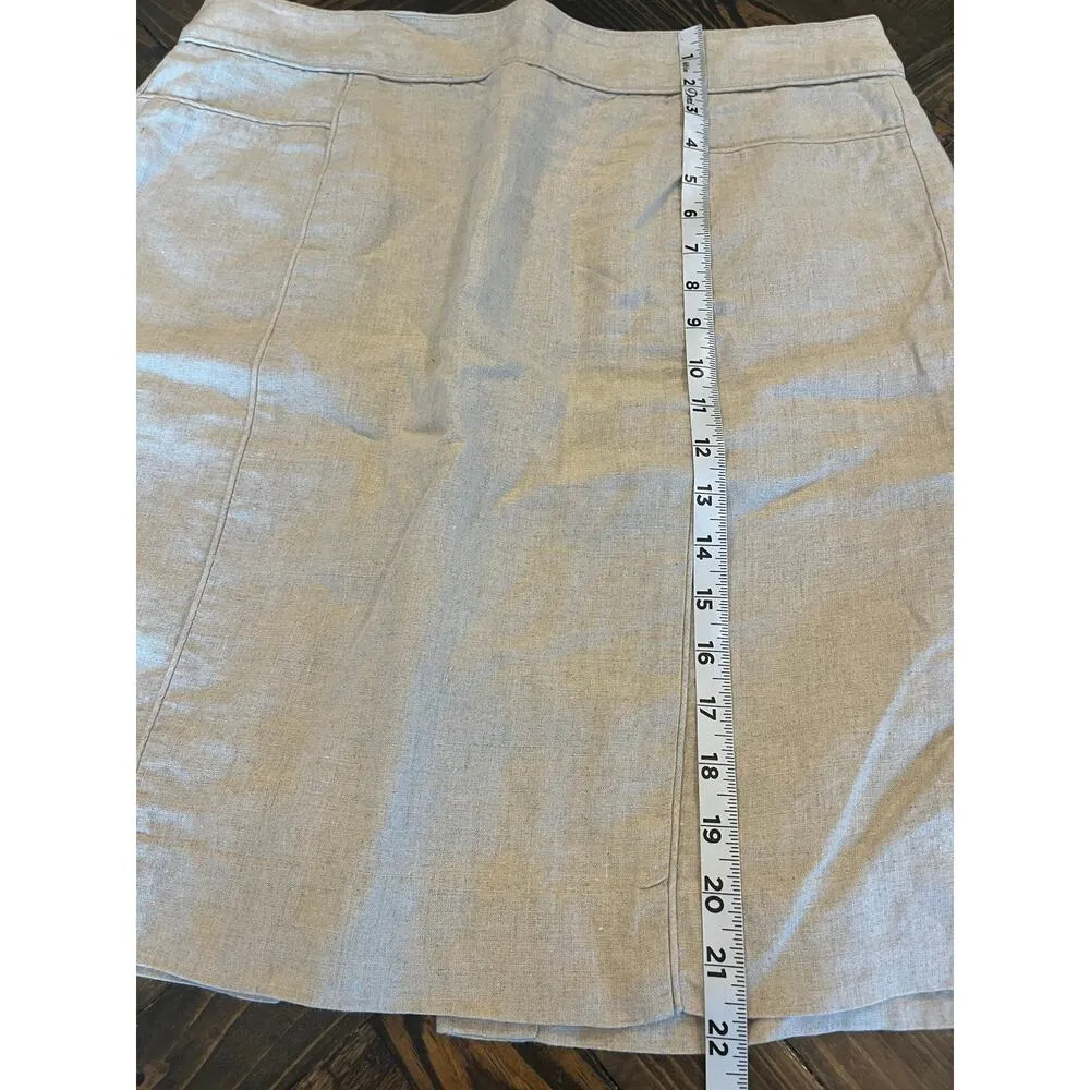 Banana Republic Linen Pencil Skirt Women 14 Spring Beach Cruise Easter Vacation - Image 6