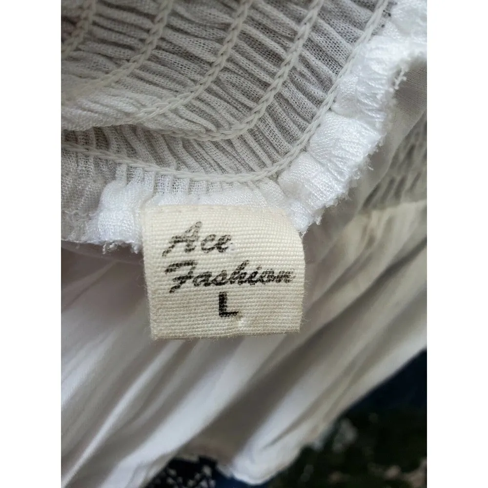 Ace Fashion Women's White & Blue 100% Rayon ShortSleeve Knee Length Dress - Image 8