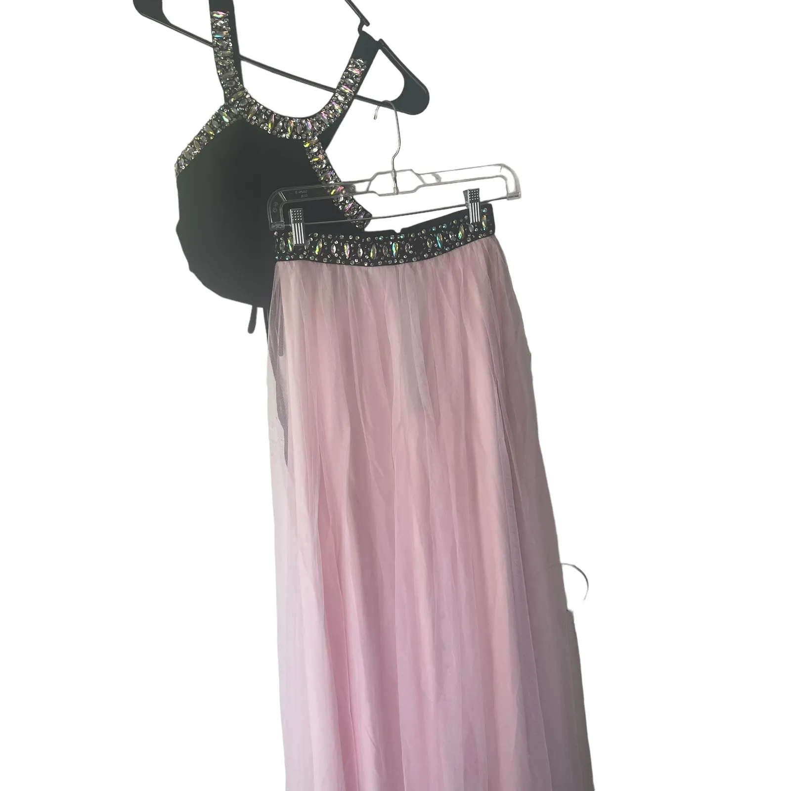 Blondie Nites Women's Size 1 Bedazzled‎ Jewel Pink Tule Black Halter Top 2 Piece - Image 3