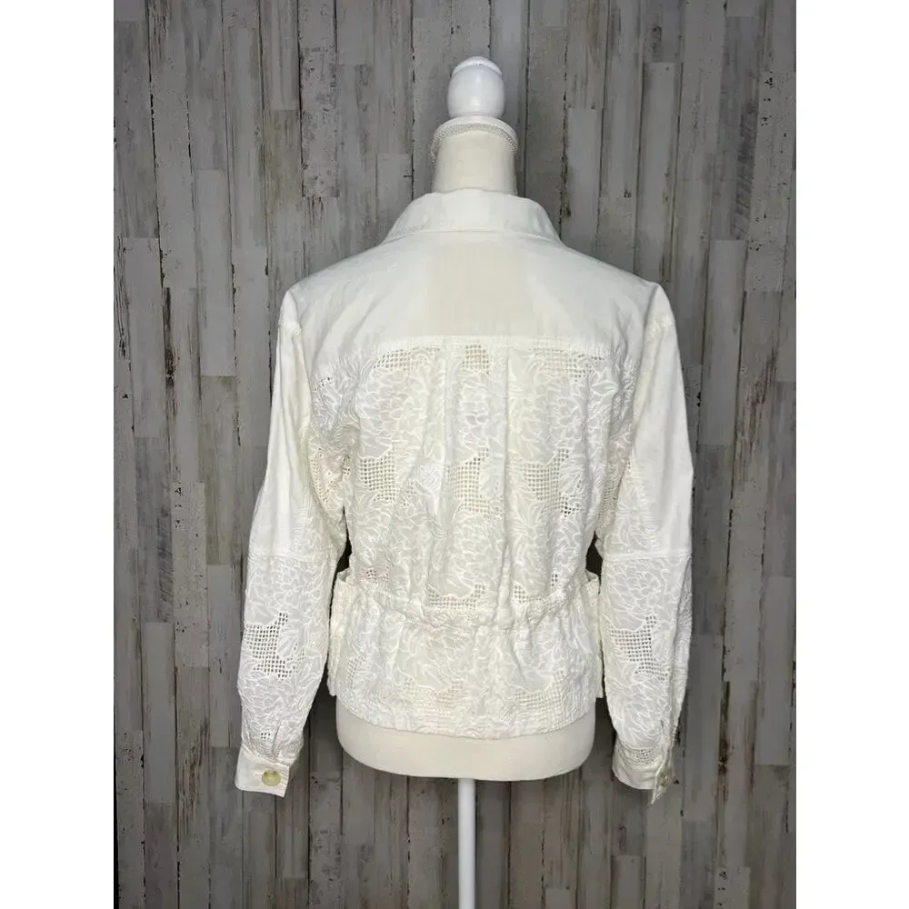 NWT Anthropologie Women's XS White Eyelet Anorak‎ Jacket Casual Long Sleeve - Image 8