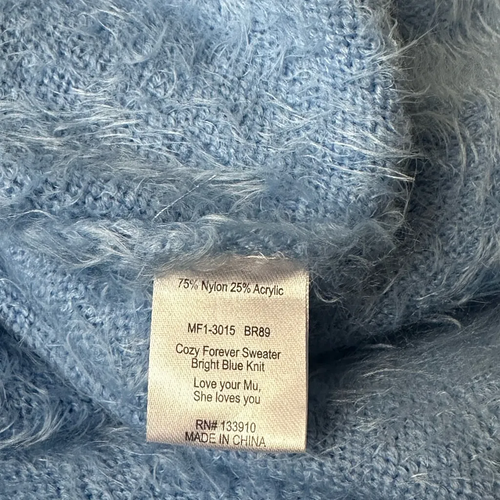 Show Me Your MuMu Cozy Forever Fuzzy Blue Oversized Sweater or Dress Size XL - Image 8