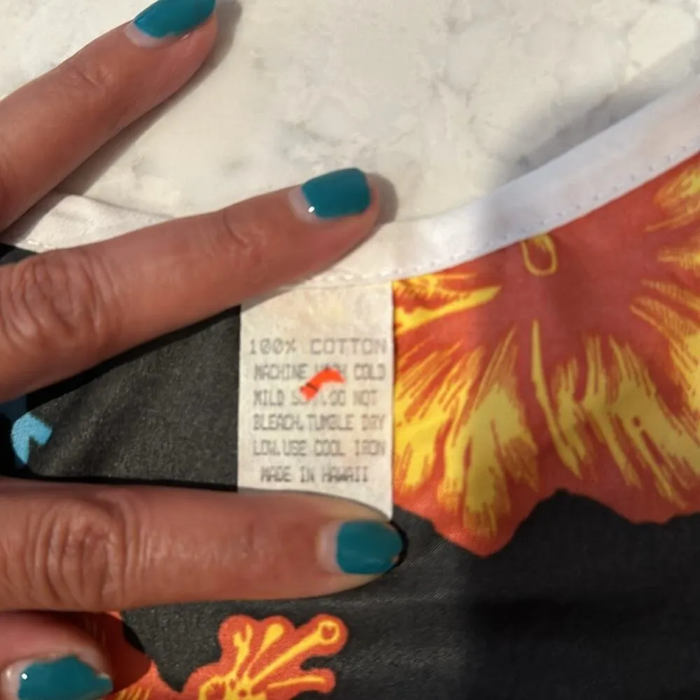 Hawaiian halter cropped top made in Hawaii black orange tropical Summer size L Size L - Image 3
