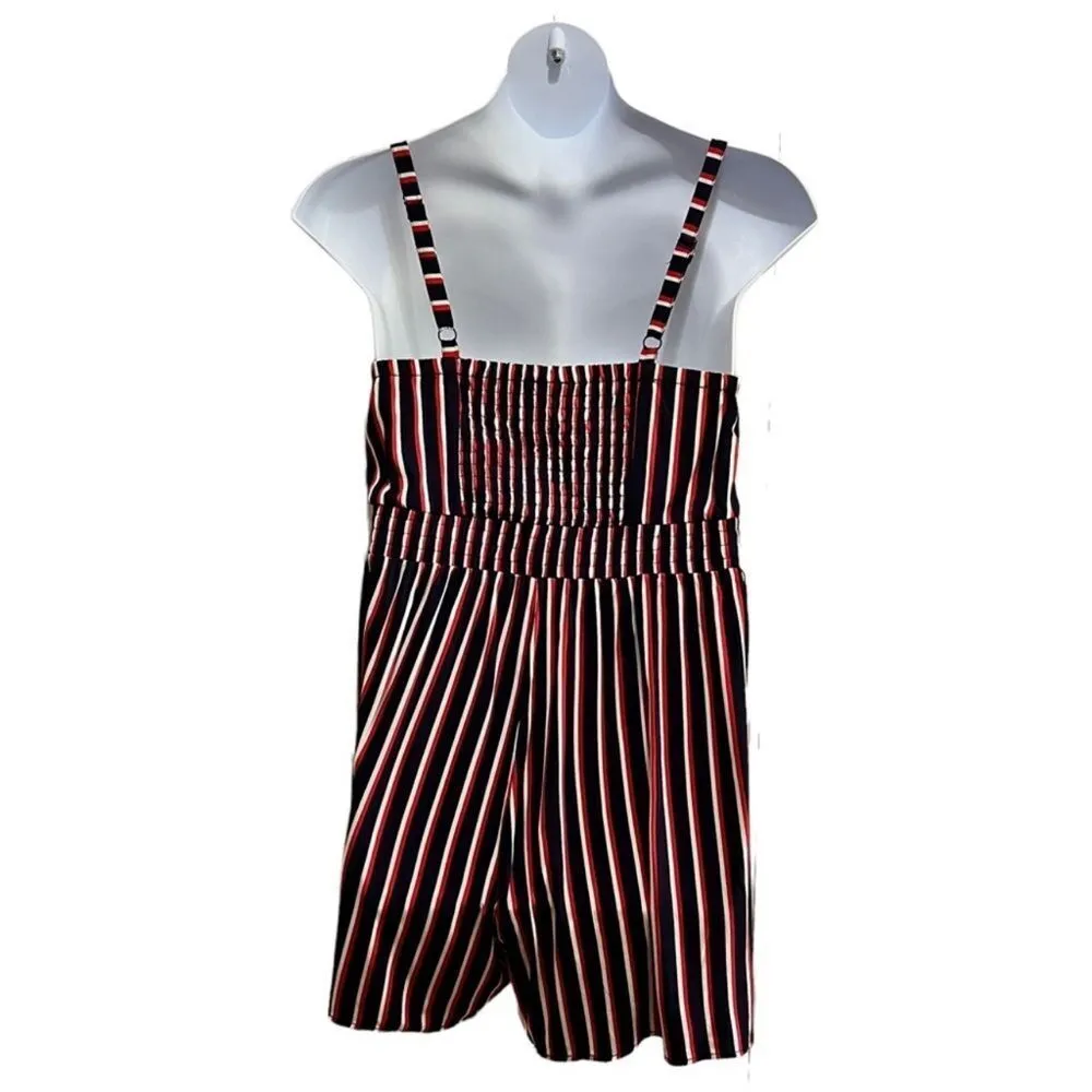 Torrid Challis Navy & Red Stripe Romper Size Size 1 NWT - Image 7
