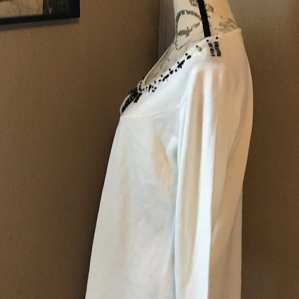 Requirements Large Cream Knit Blouse Black Gems - Image 13