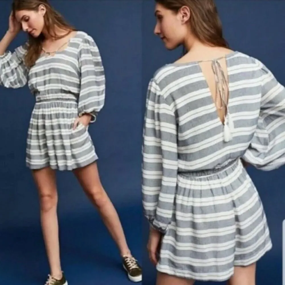 Anthropologie Holding Horses Striped 3/4 Sleeve Romper Women’s Medium Petite - Image 2