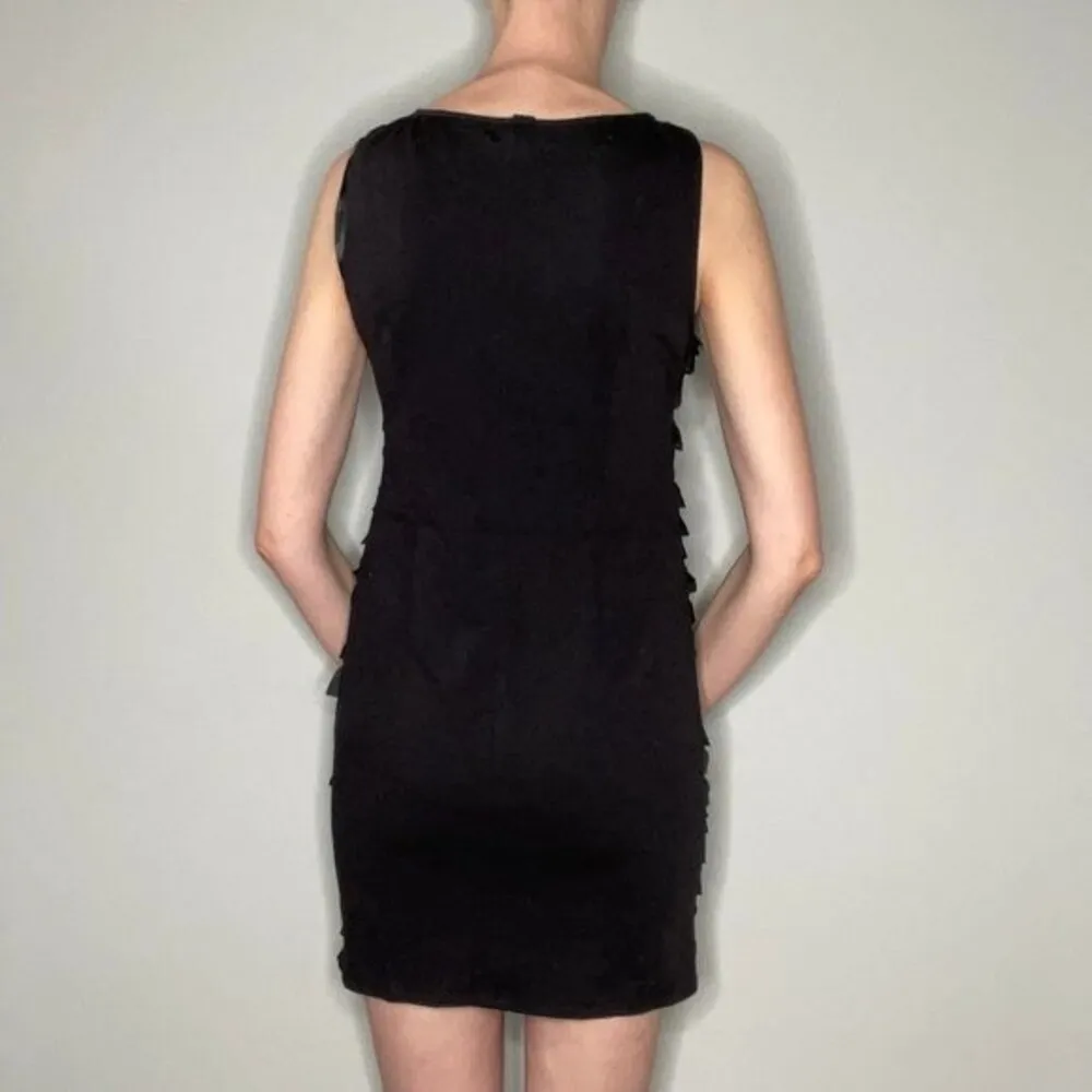 Alfani Sleeveless Flutter Front Flapper Style Mini Dress 4 LBD Black Dress Short - Image 2