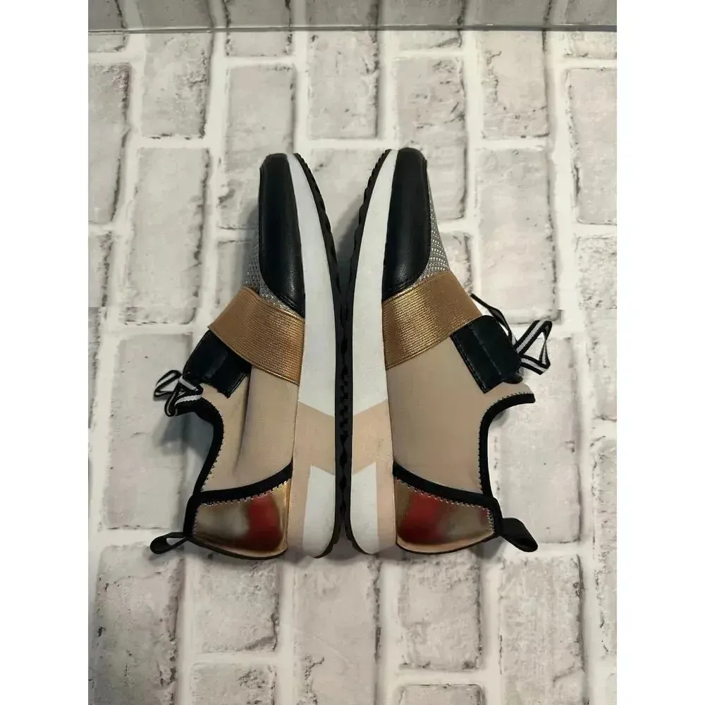 Steve Madden Artic Fashion Sneakers Women's Size 7.5 Copper Black Beige Cut Out - Image 6