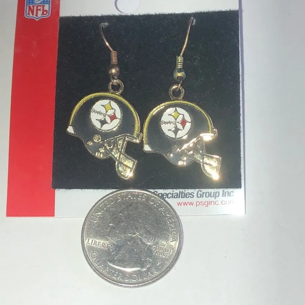 Pittsburgh Steelers NFL Football Helmet Fan Dangling Pierced Earrings - Image 3