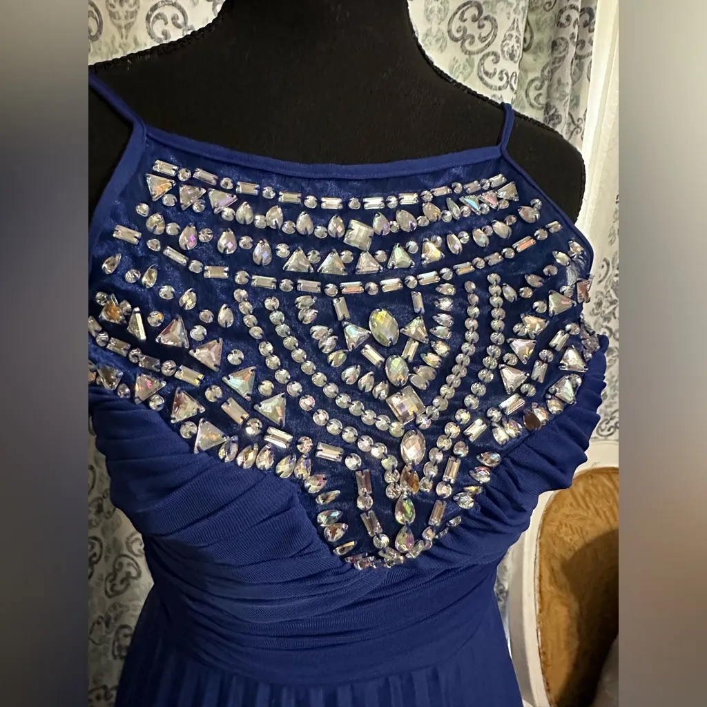 B. Darin sz 1/2 blue with jewels long formal dress - Image 2