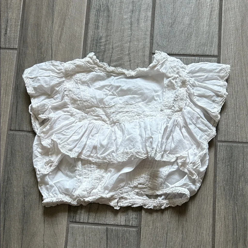 Love Shack Fancy  White Ruffled Blouse - Image 4