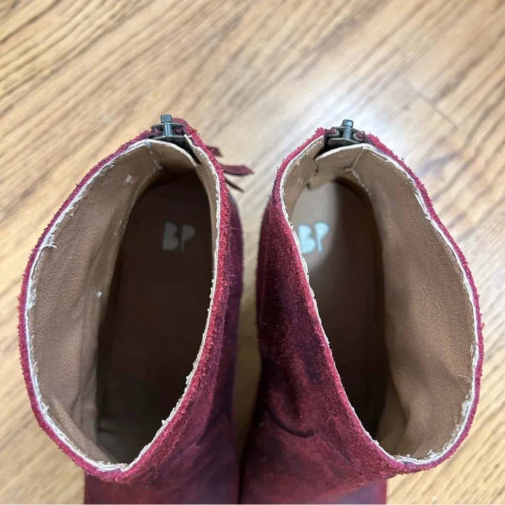 BP. | Trott Distressed Burgundy Suede Booties Size 8.5 - Image 9