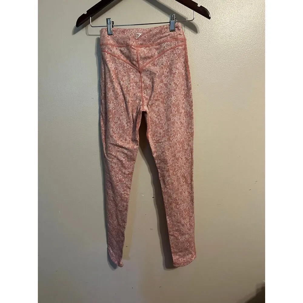 Gymshark Pink Fleur Texture Leggings Dusty Pink Marl Sz. S - Image 7