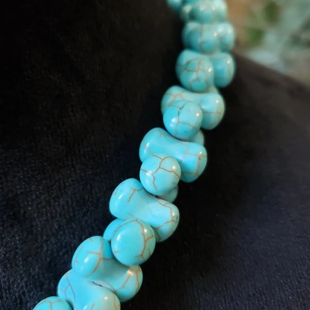 Womens Green Turquoise Sand Clock Shape Beaded Necklace Jewelry w/ Lobster Clasp - Image 4