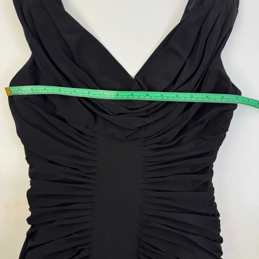 Tadashi Collection / Tadashi Shoji Black Formal Evening Gown Size M Ruched - Image 8