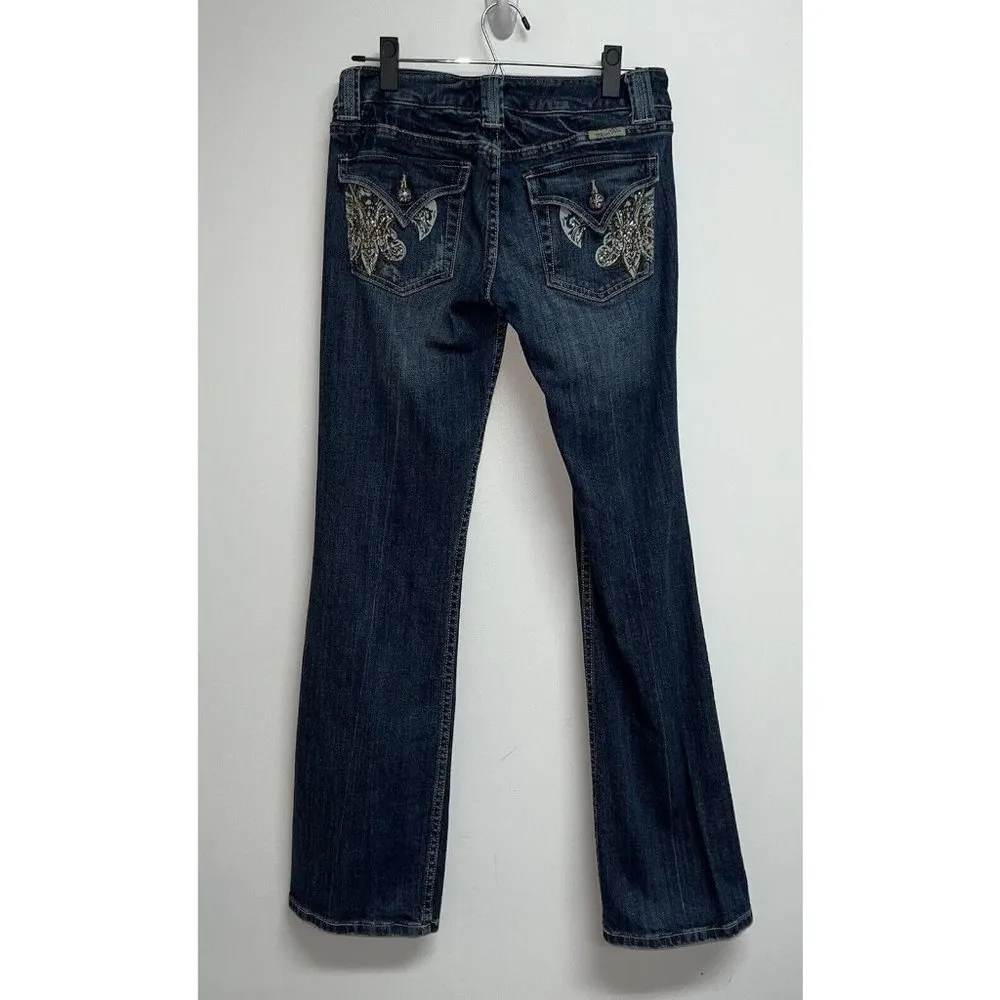 Miss Me JP4891L Modelo Womens Dark Denim Blue Jeans Size 28 Flap Pocket Low Rise - Image 6