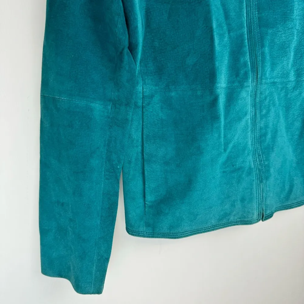 Charter Club Teal Turquoise Blue Leather Jacket Sz Small - Image 6