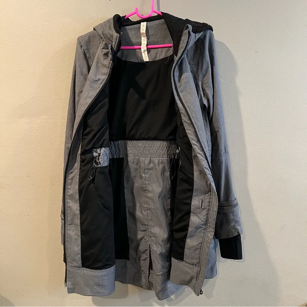 Women's Lululemon Apres Run Anorak Gray Heathered Herringbone Hooded Jacket 6 - Image 8