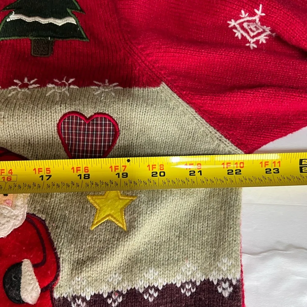 Karen Scott XL wool blend Santa angel reindeer country cardigan snowman holiday - Image 11