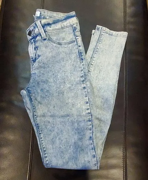 5 Button Fly High Waisted Acid Wash Skinny Jeans - Image 2