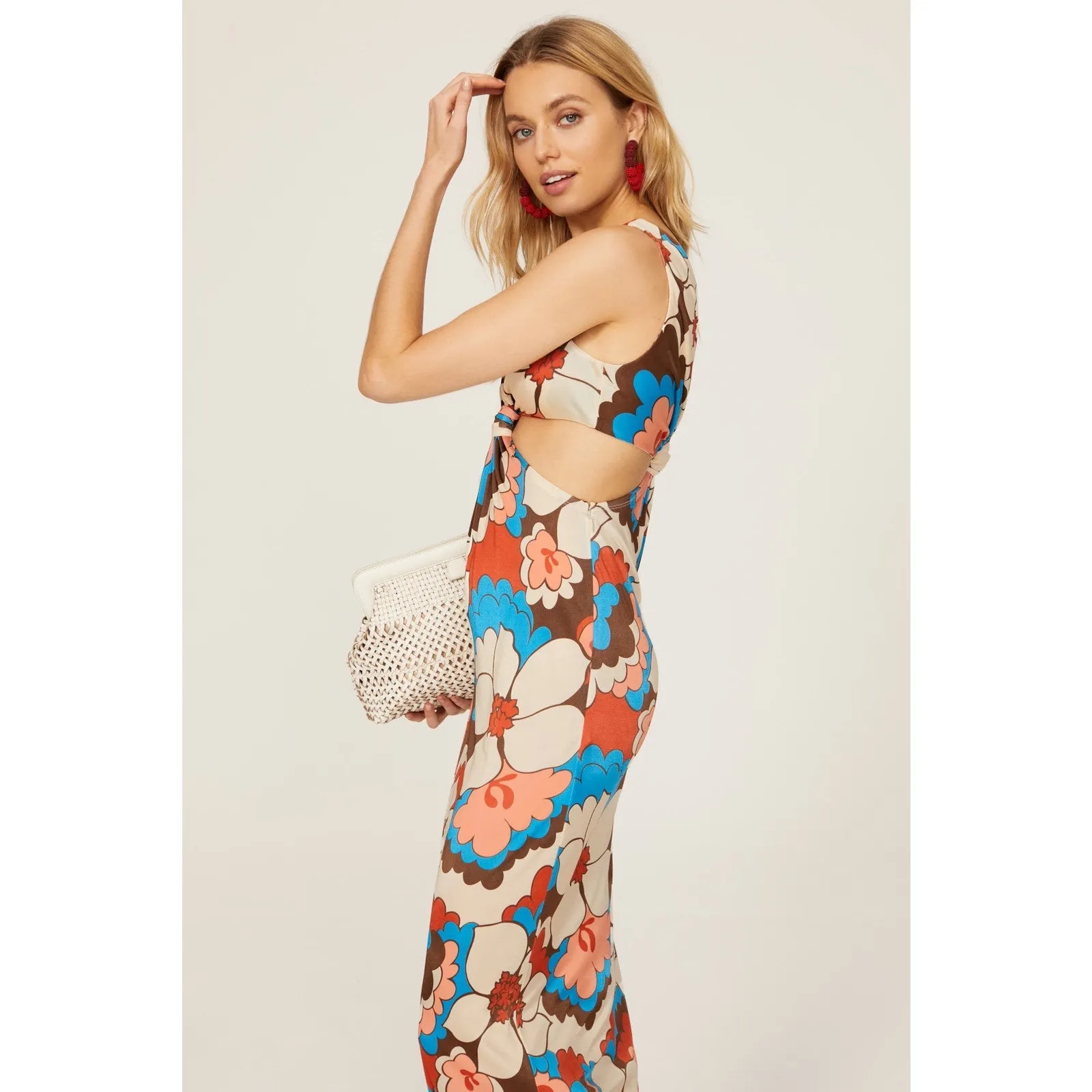 RONNY KOBO Women's Floral Printed Retro Mid Cutouts Scoop Back Dress Size Small - Image 3