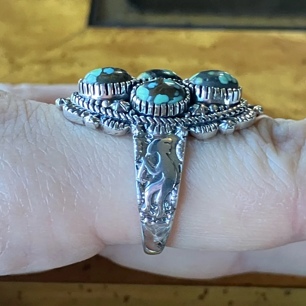 Matrix Turquoise Kokopelli Ring Size 8 Silver - Image 3
