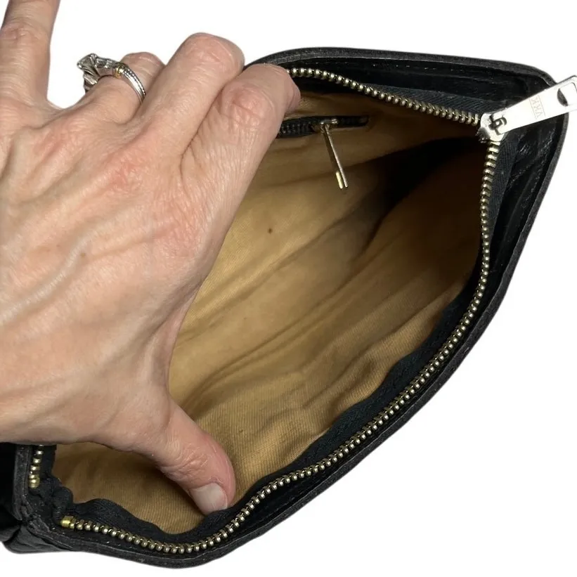 Vintage Black Leather Clutch Purse Minimalist Retro Y2K Evening Bag Handbag‎ - Image 8