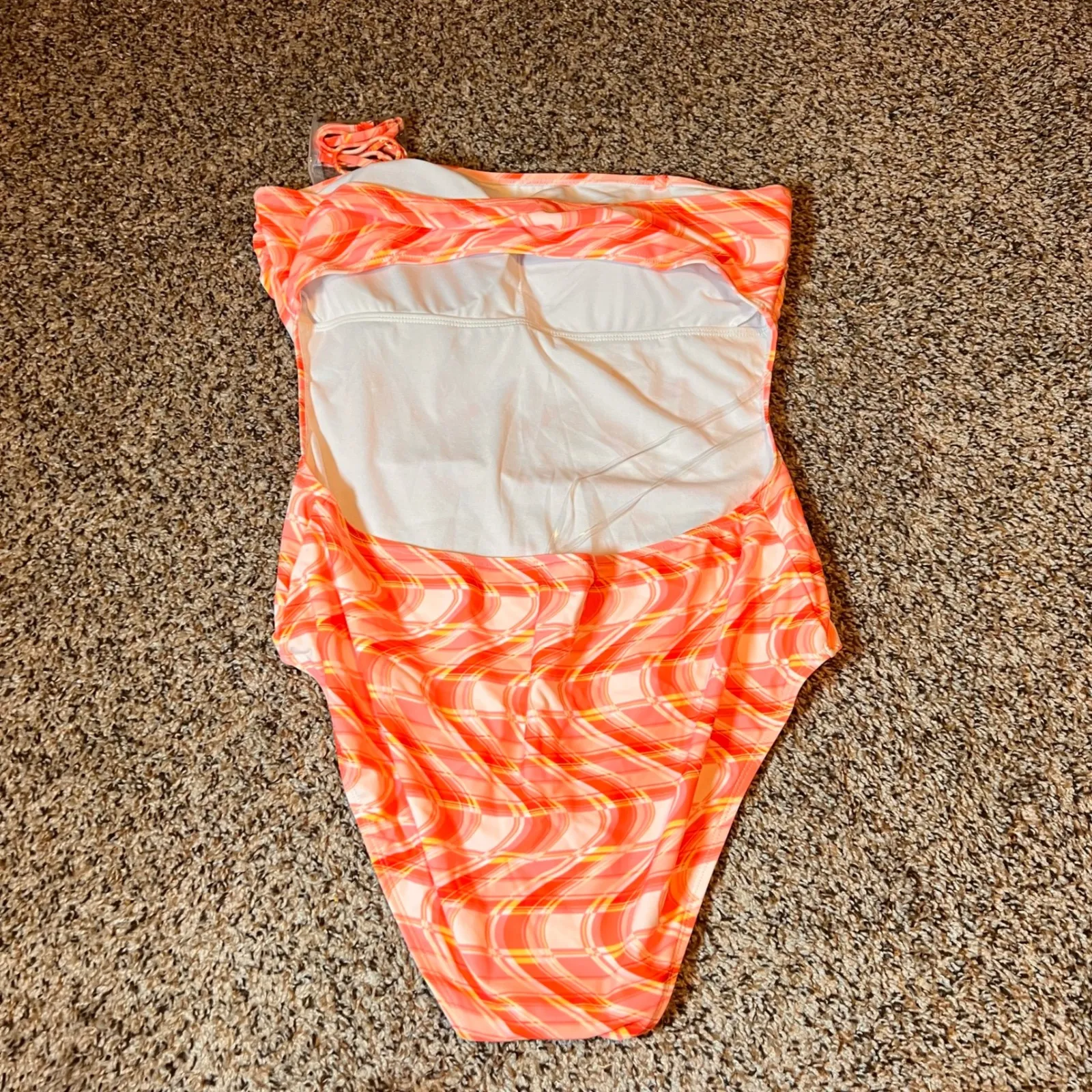 Orange Swirl Print One Piece Swimsuit Strapless Women's‎ Bathing Suit Size XL - Image 2