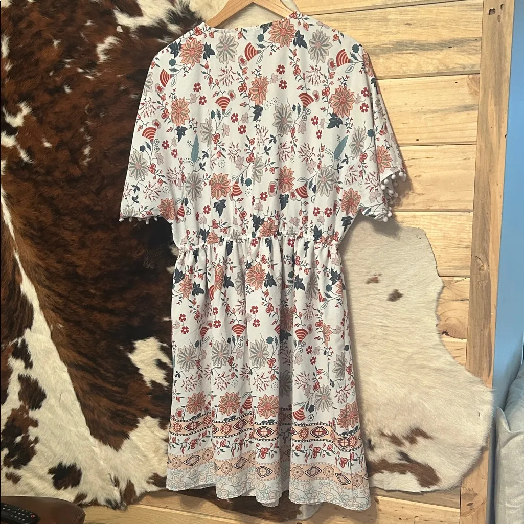 Grace Karin Boho Floral Mini Dress - White and Orange Size XL - Image 6