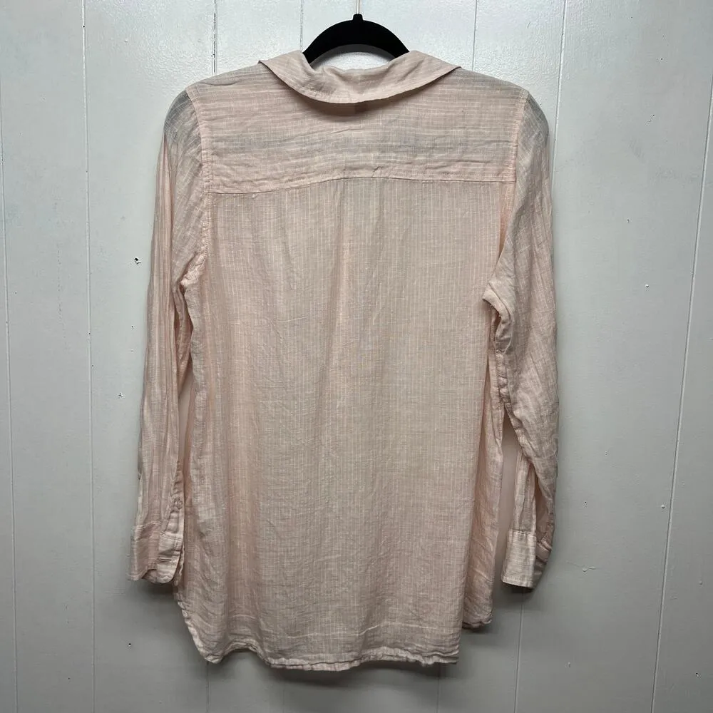 Lucky Brand Linen Cotton Coastal Beach Relaxed Cottage Womens Shirt Size Medium - Image 6
