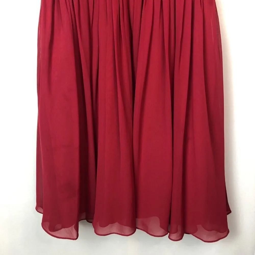 Azazie Red Short Bridesmaids Chiffon Skirt High Halter Neck Dress 6 - Image 7