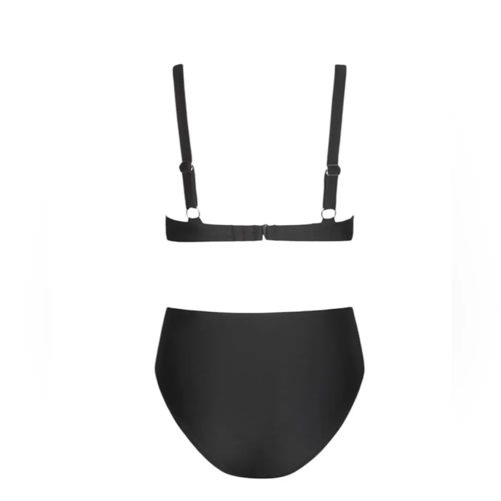 Cupshe Black Scalloped V-Neck High-Waisted Bikini New With Tags. - Image 5
