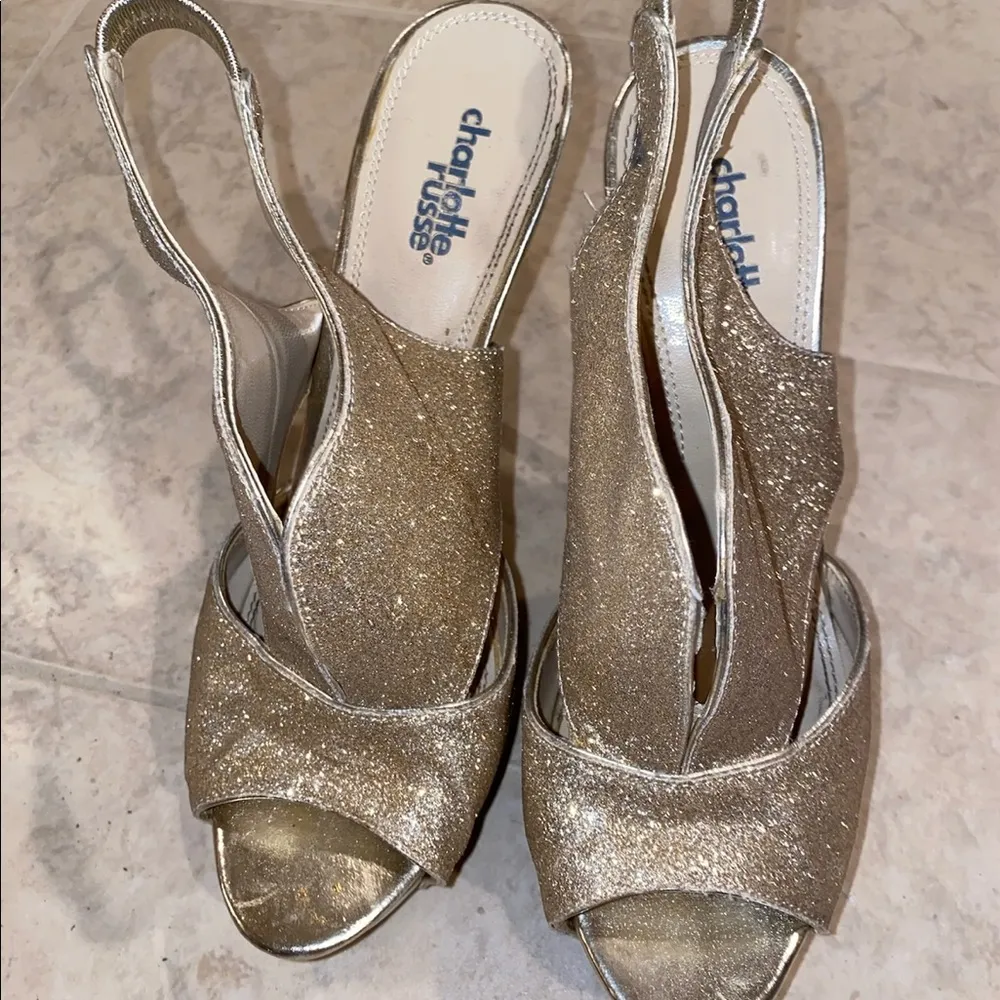Charlotte Russe gold glitter heels - Image 8
