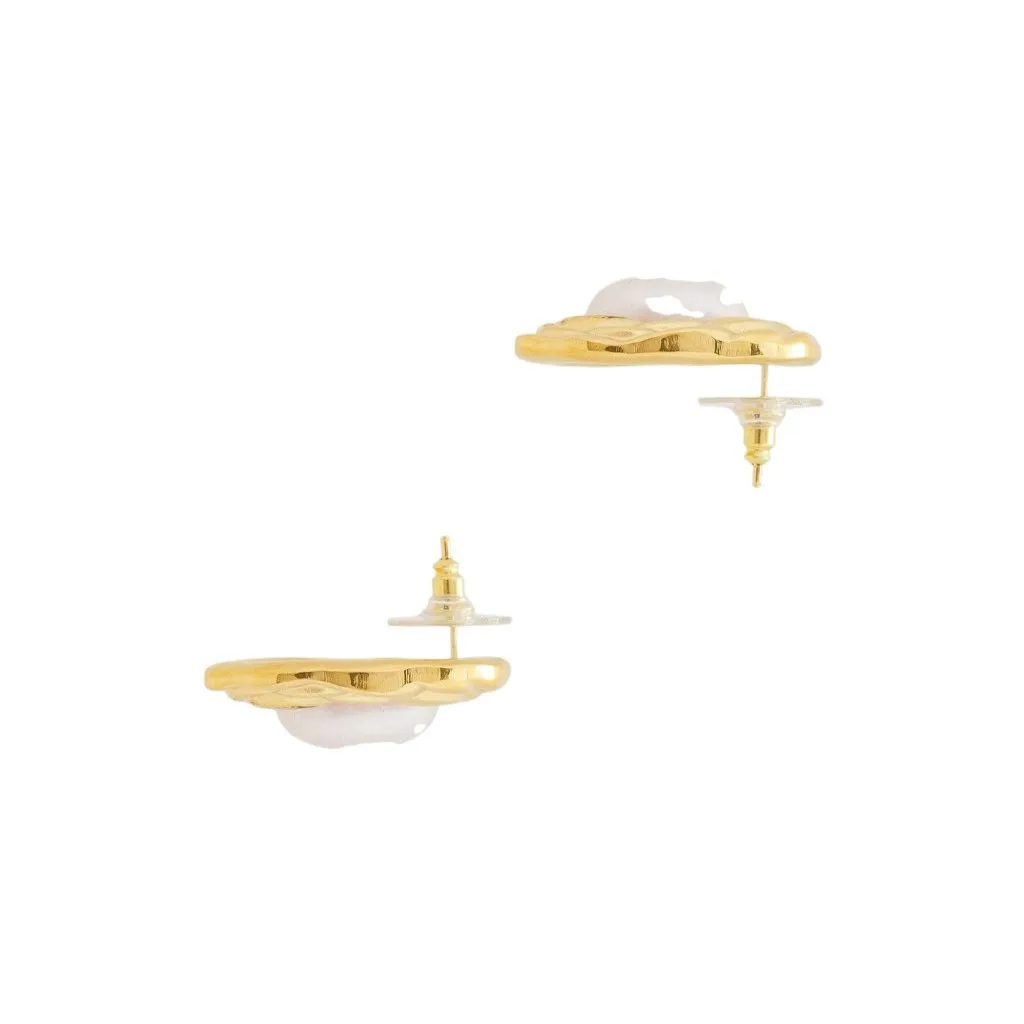 petit moments Oval Pearl Stud Earrings in Gold Womens Jewelry - Image 2