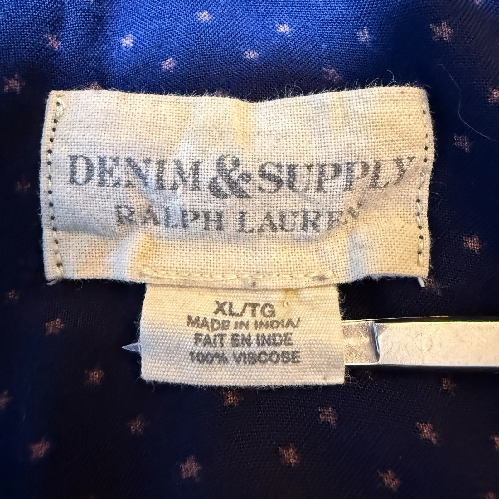 Denim & Supply Ralph Lauren Babydoll Dress XL Blue Red Stars Ruffle Trim Pockets - Image 13