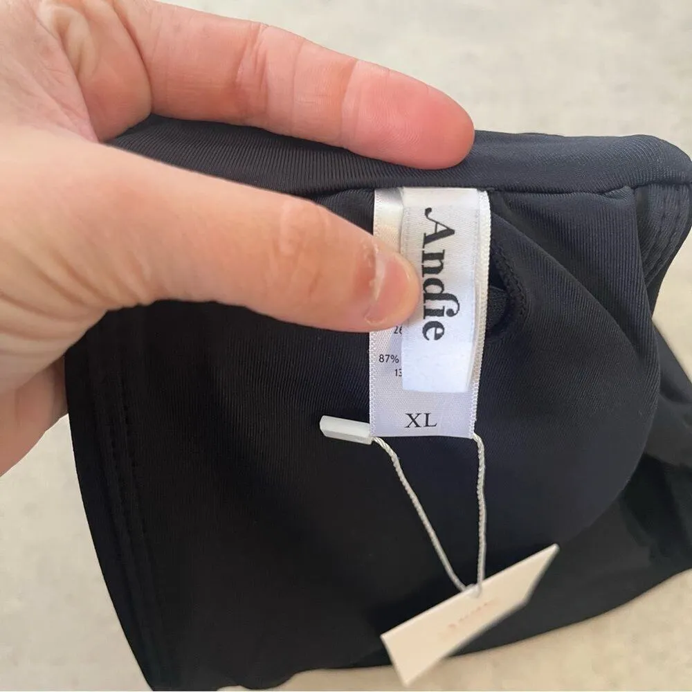 NWT Andie Swim Black Bandeau Bikini Scala Top Strapless XL V Notch Neutral - Image 6