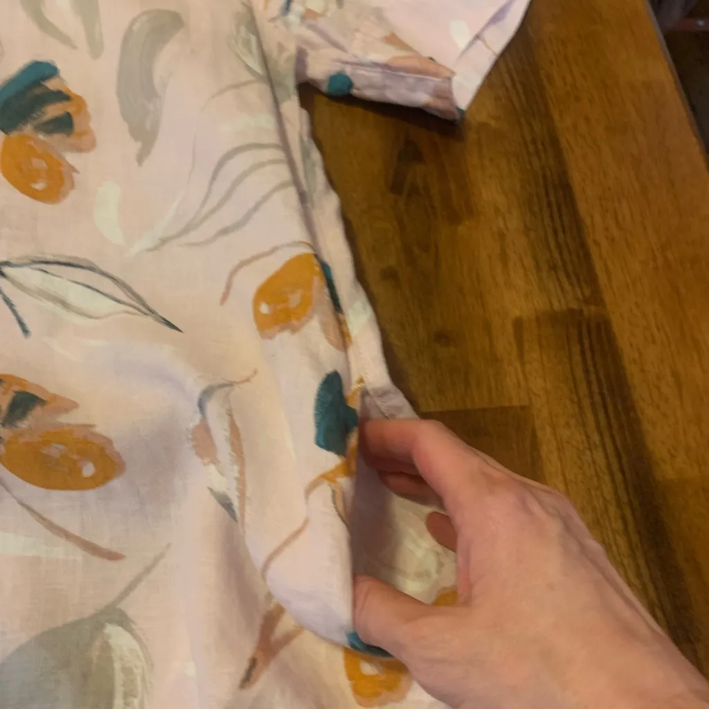 Rachel Zoe Dress Large Blush Pink with Blue and Gold 100%Linen Pockets - Image 4