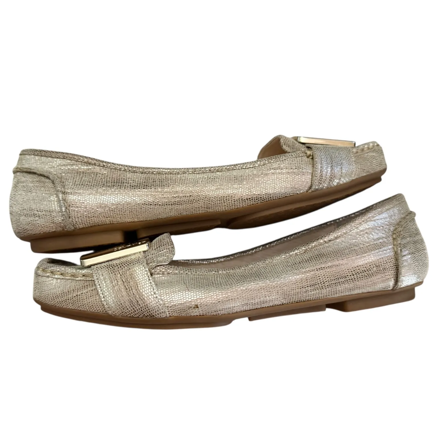 Calvin Klein Slip On Gold Monet Faux Lizard Flats Size 8.5 - Image 6