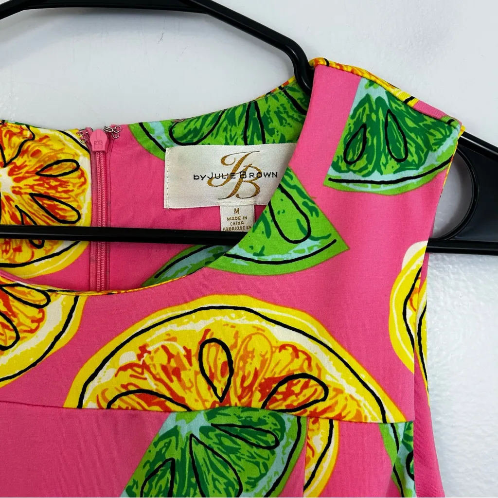 JB by Julie Brown Pink Lemon/Lime Sleeveless Neon Mini Dress Size Medium - Image 5