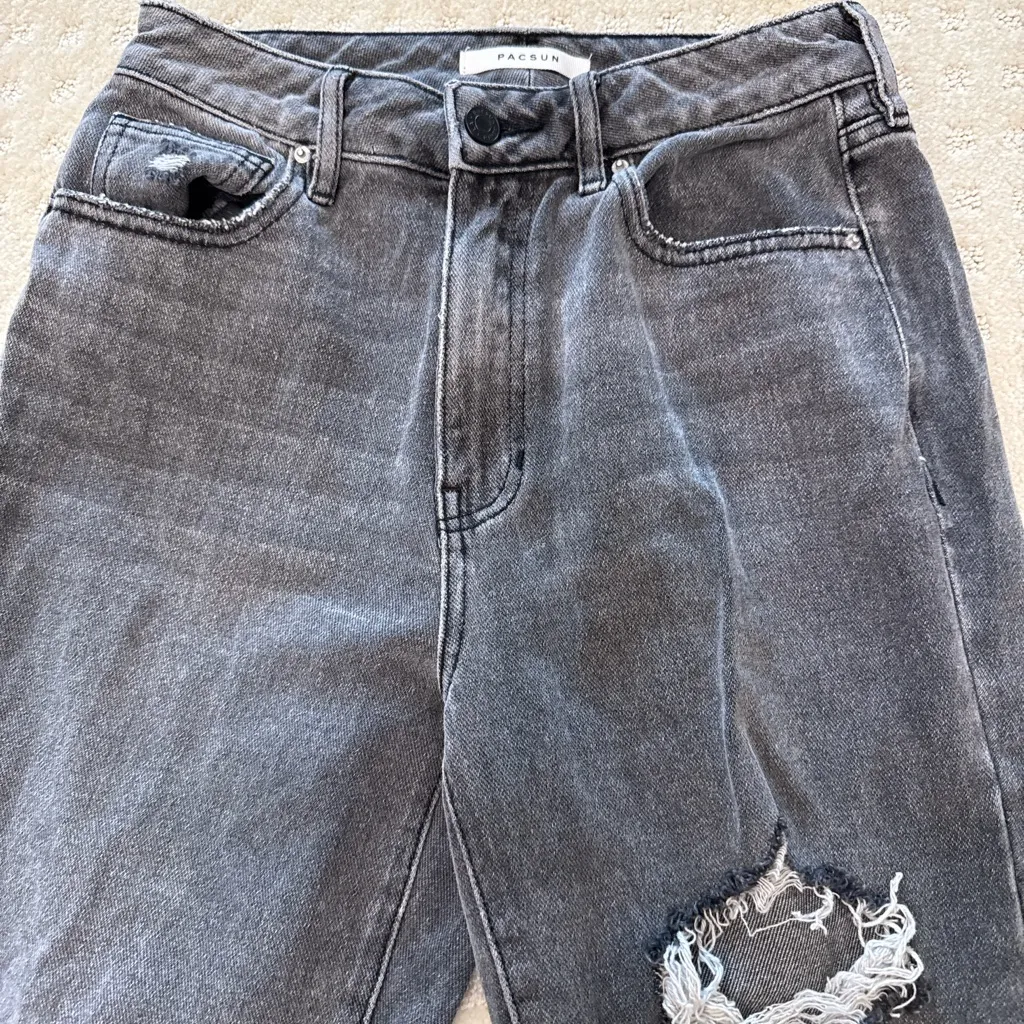 PacSun ‘Go. Good Jeans’ Distressed Straight Jeans Size 26 Gray Vintage Wash - Image 3