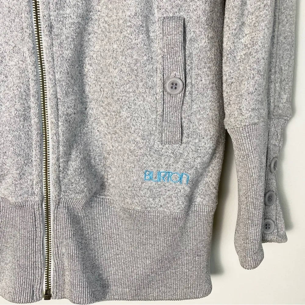 Burton Minx DryRide Full Zip Longline Jacket Sweater Fleece Heather Grey Large - Image 3