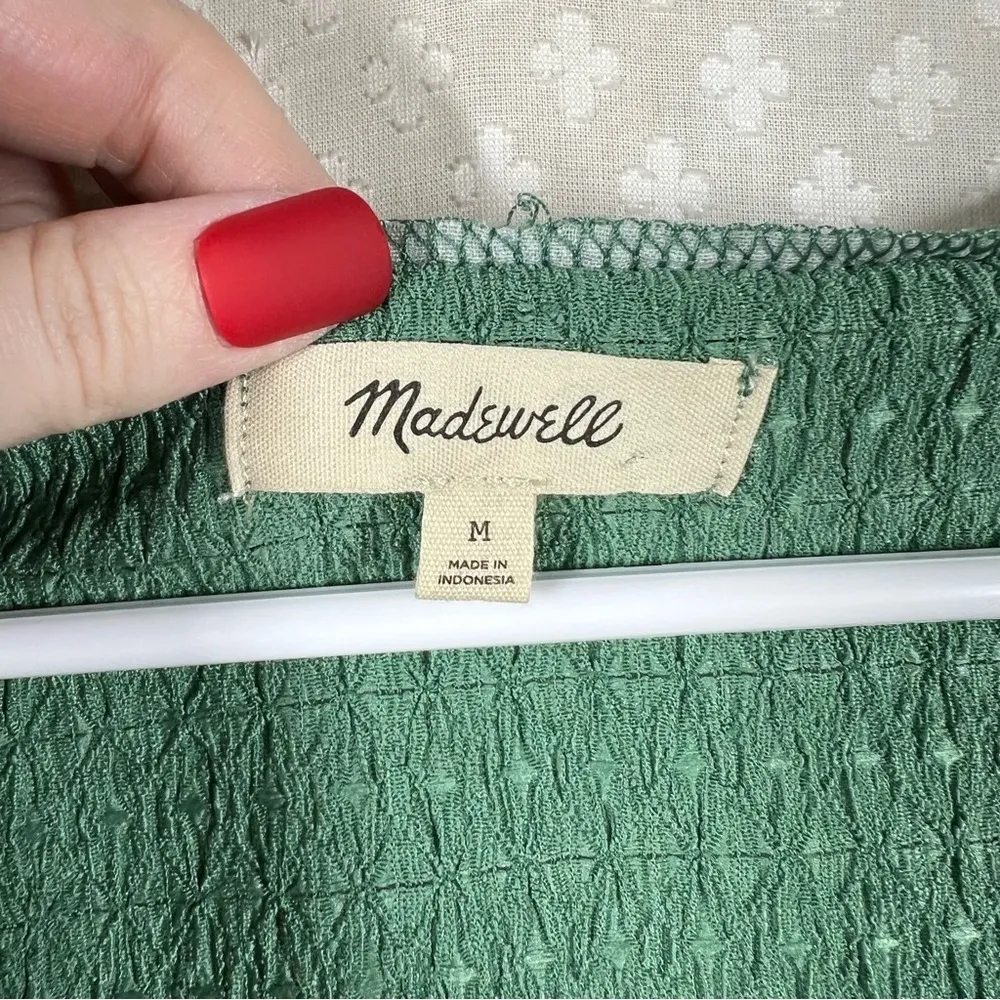 Madewell Green Crinkled Button Up Cardigan‎ - Image 3