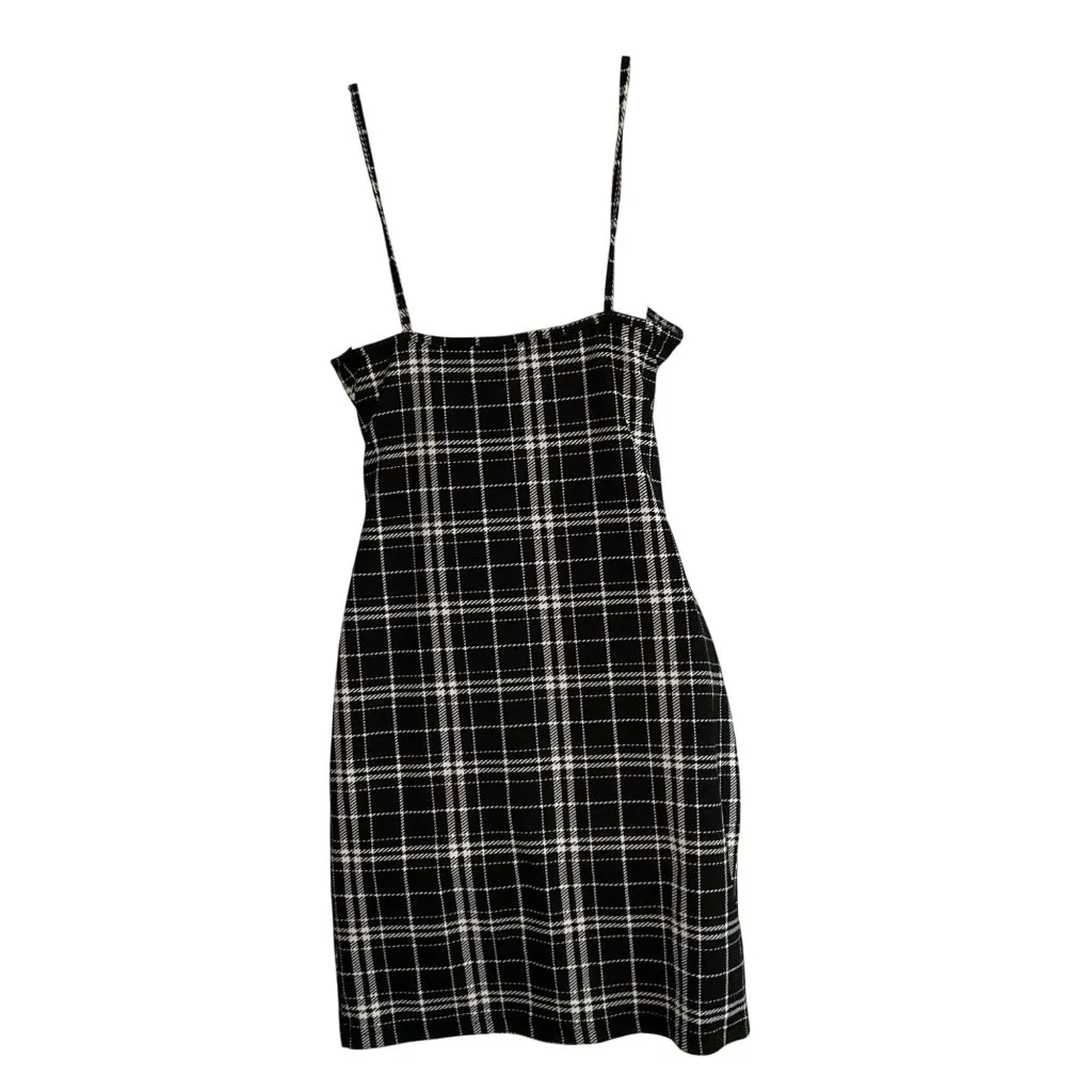 Shein Black & White Plaid Spaghetti Strap Mini Dress S short casual festival - Image 2