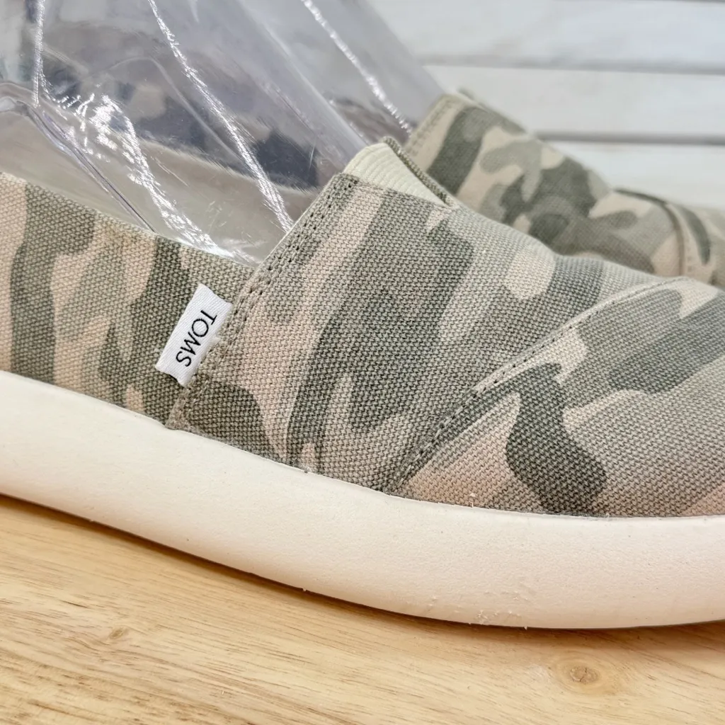 Toms Alpargata Mallow Camouflage Canvas Slip On Flats Green 8 Women - Image 7