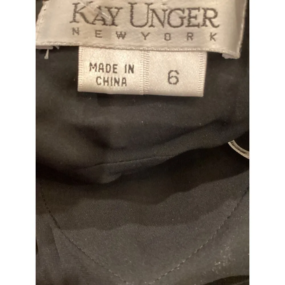 Kay Unger Halter Plunge Neck silk lace Maxi Dress gown Black gold Whimsigoth 6 - Image 7