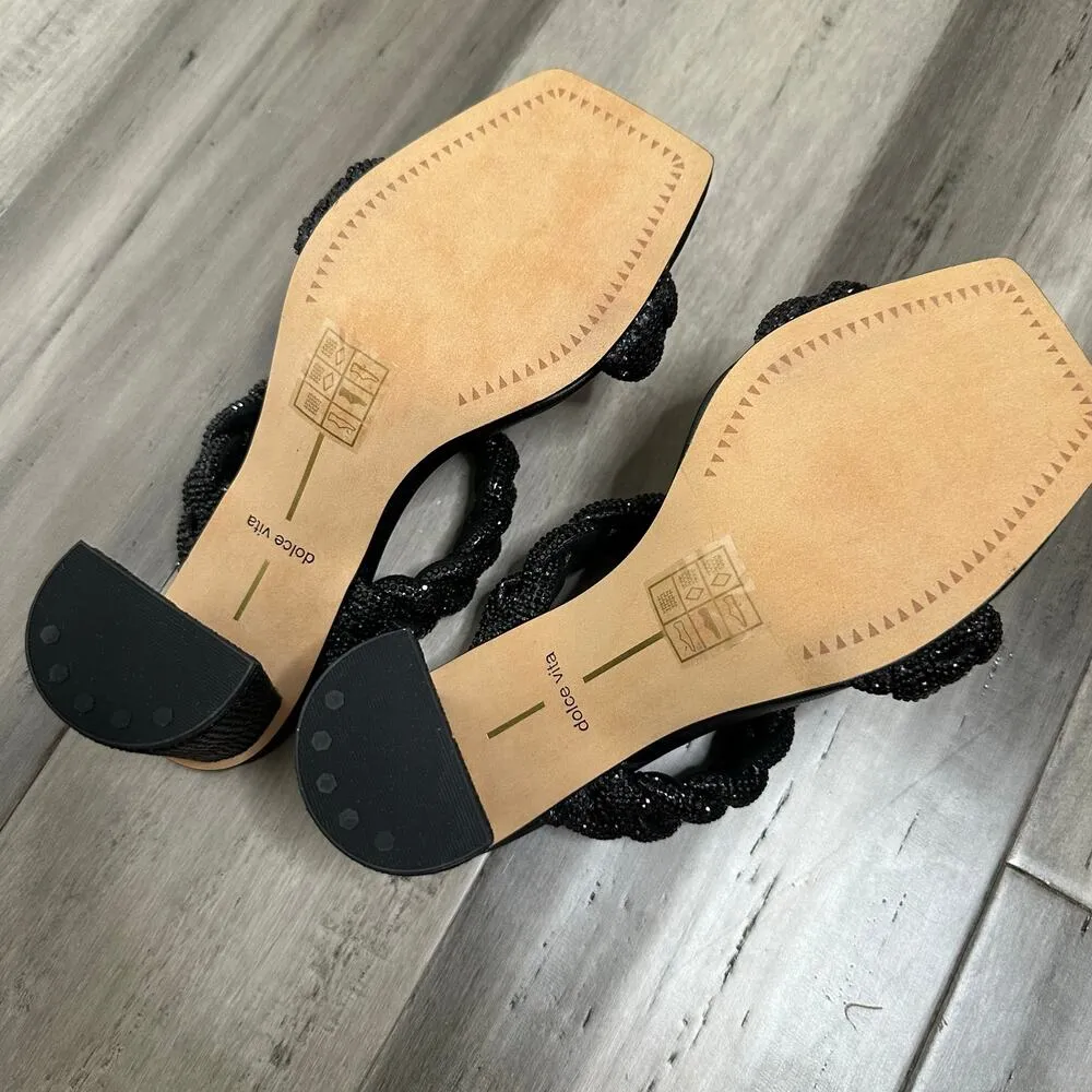 NEW in Box Dolce Vita Rhinestone Paily Braided Heel Women's Black Size 6 - Image 5