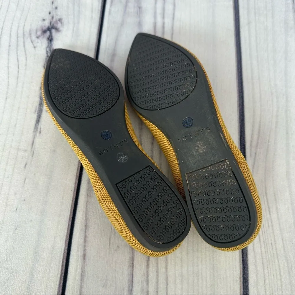 Rothy’s The Point Women Sz 5 Yellow Knit Slip On Ballet Flat Office Casual Teen - Image 7