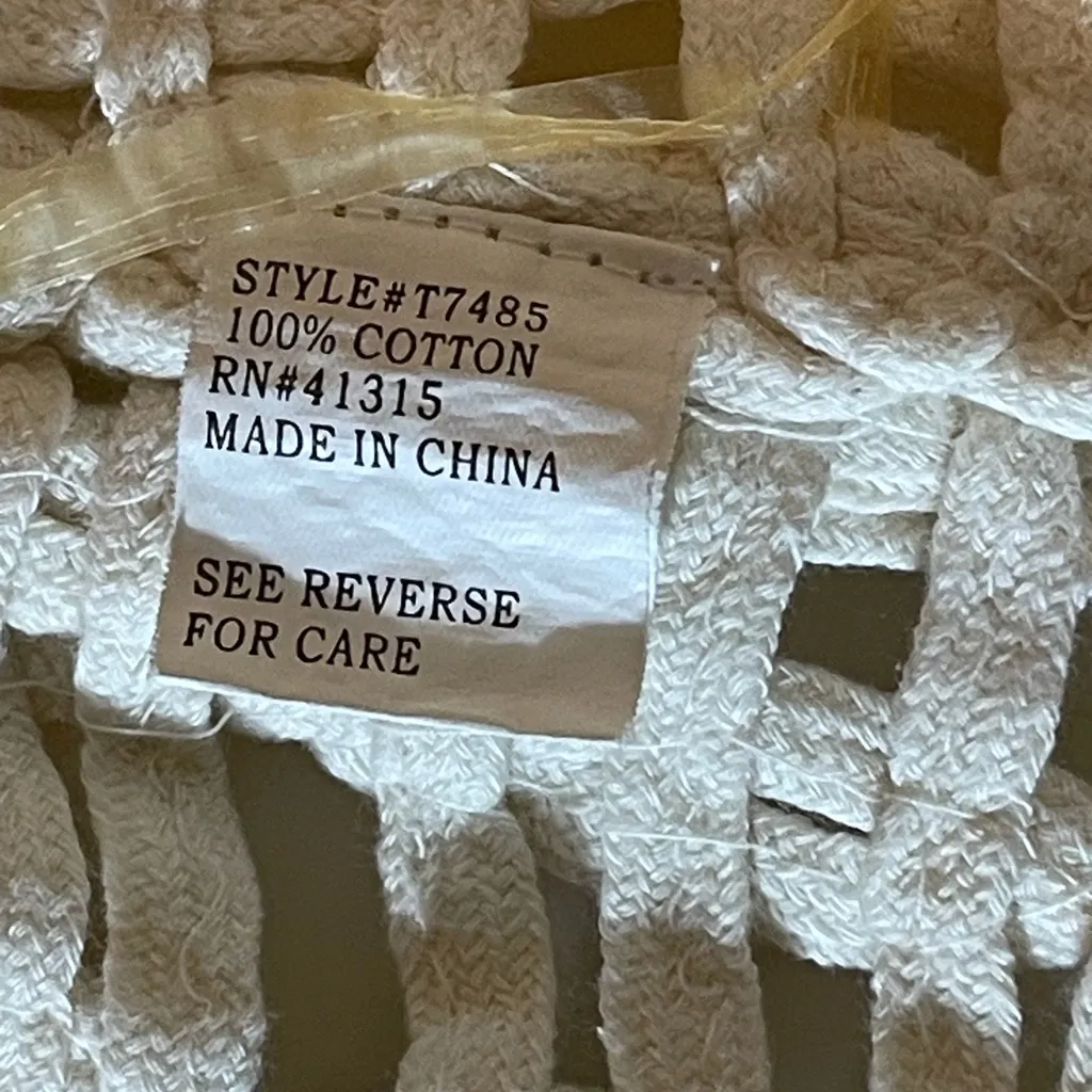 Roommates Cream Crochet Fringe Vest Boho Festival Open Weave Cotton Size L - Image 6