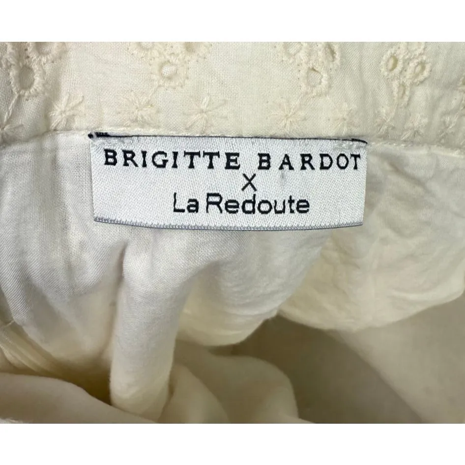 La Radoute Maxi Skirt Eyelet White Angel Prairie Cottage Y2K‎ Size Medium Blue - Image 6